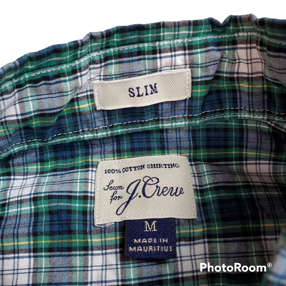 J Crew Mens Checker Plaid Button Down Long Sleeve Shirt Size Medium Slim Fit